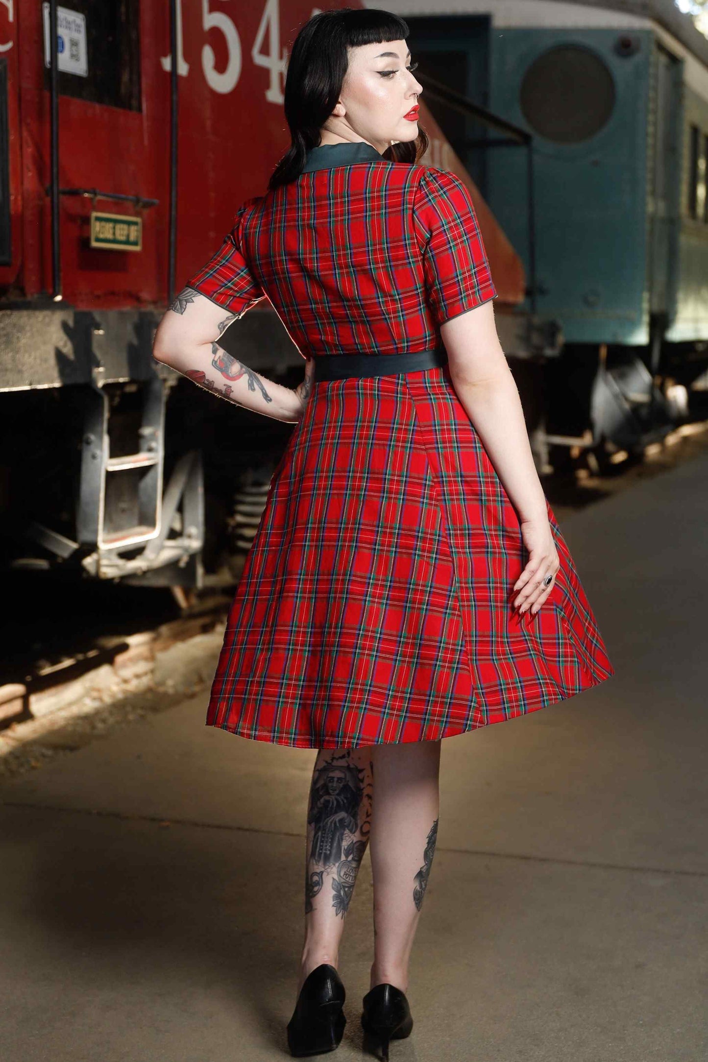 Penelope Royal Stewart Red Tartan Shirt Dress