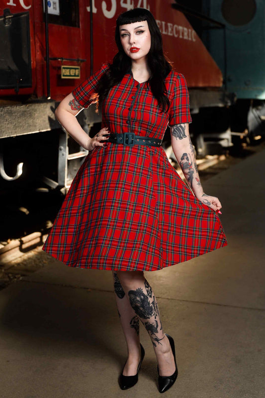 Penelope Royal Stewart Red Tartan Shirt Dress