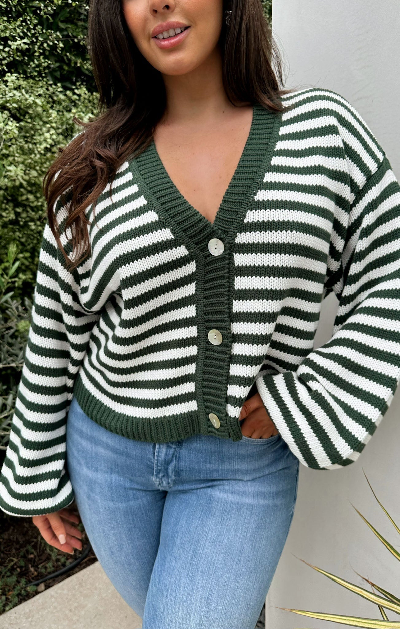 Good Karma Cardi ~ Forest Green Knit
