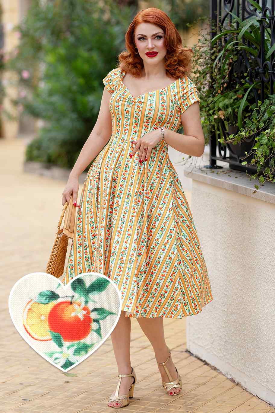 Lily Sicilian Orange Stripe Swing Dress