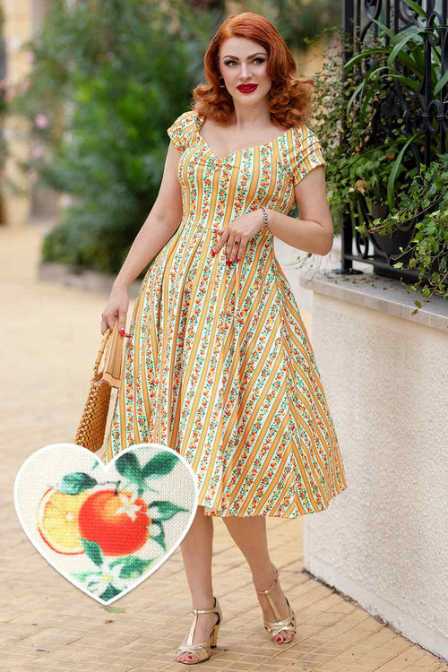 Lily Sicilian Orange Stripe Swing Dress