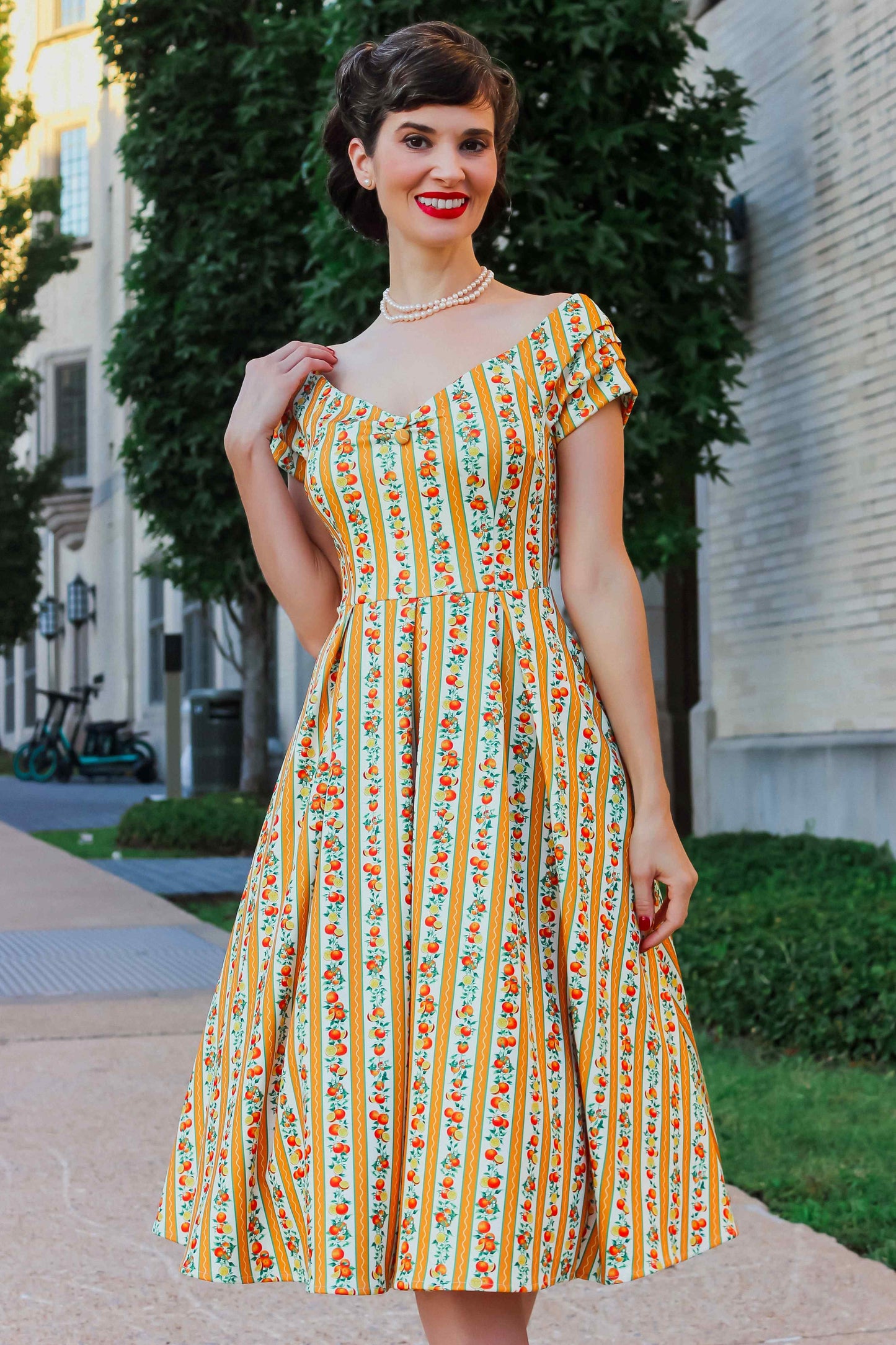 Lily Sicilian Orange Stripe Swing Dress