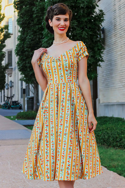 Lily Sicilian Orange Stripe Swing Dress