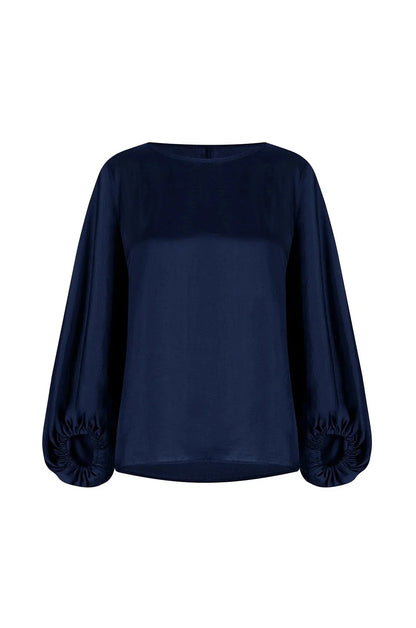 Sophia Round Neck Long Sleeve Top Navy