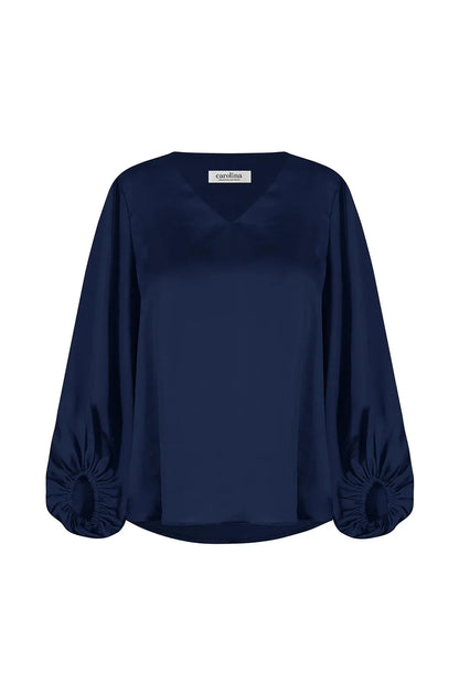 Sophia V-Neck Long Sleeve Top Navy