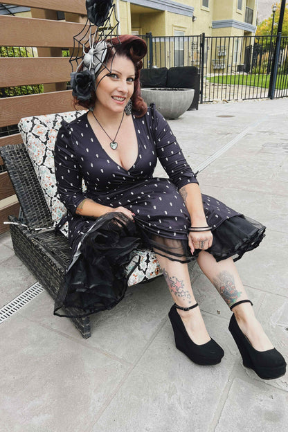 Katherine Spooky Black Coffin Long Sleeved Dress