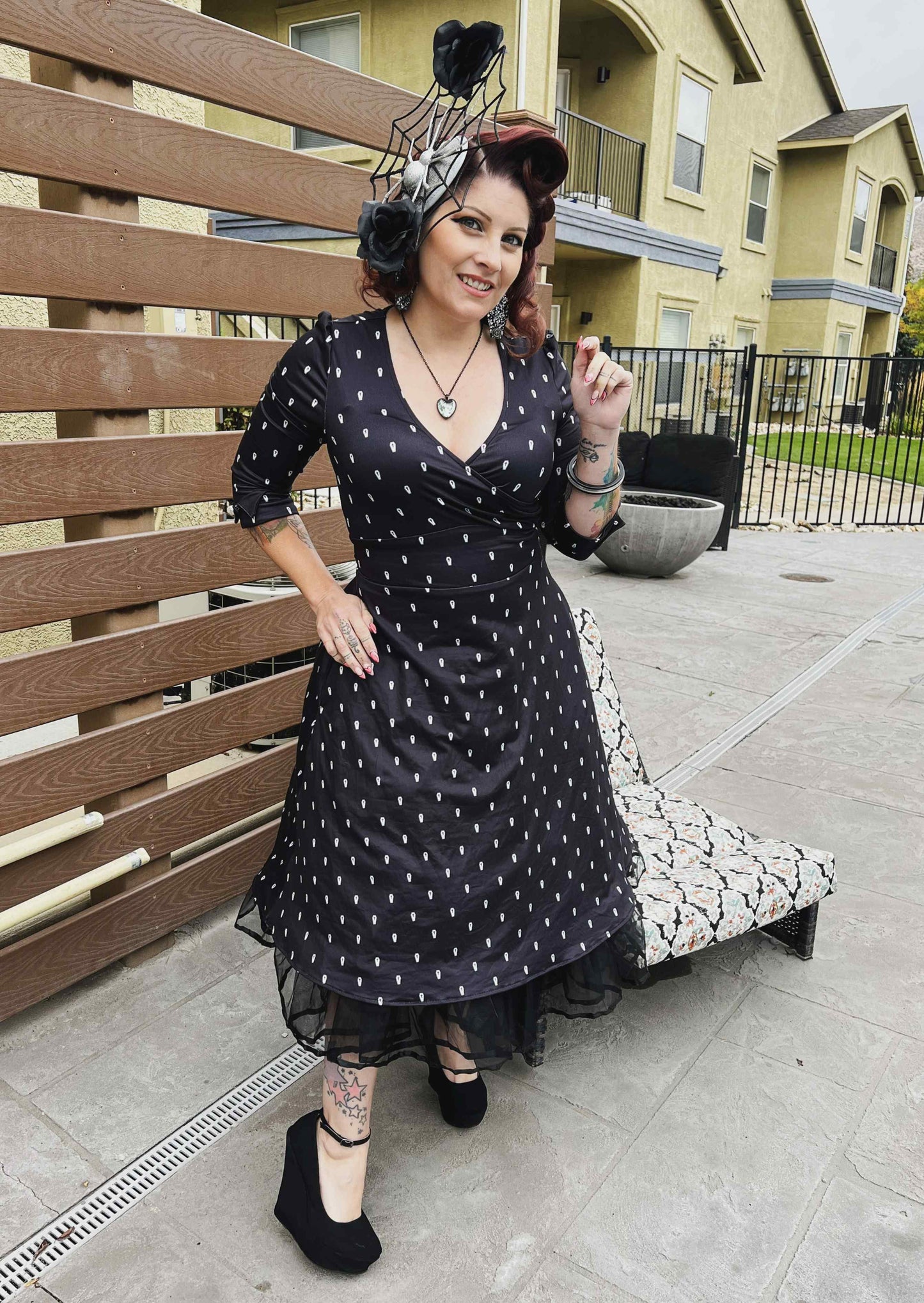 Katherine Spooky Black Coffin Long Sleeved Dress