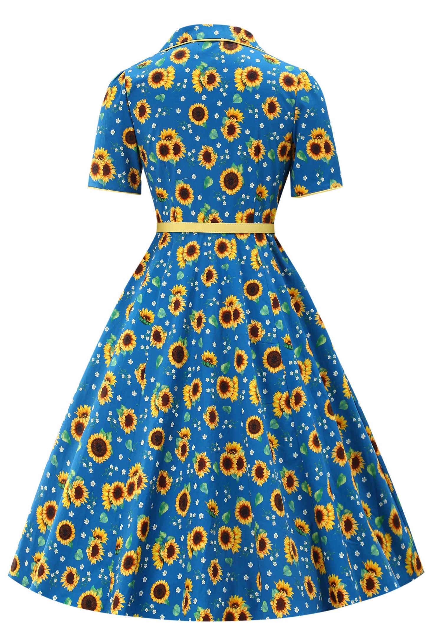 Mabel Sunflower Midi Shirt Dress In Blue