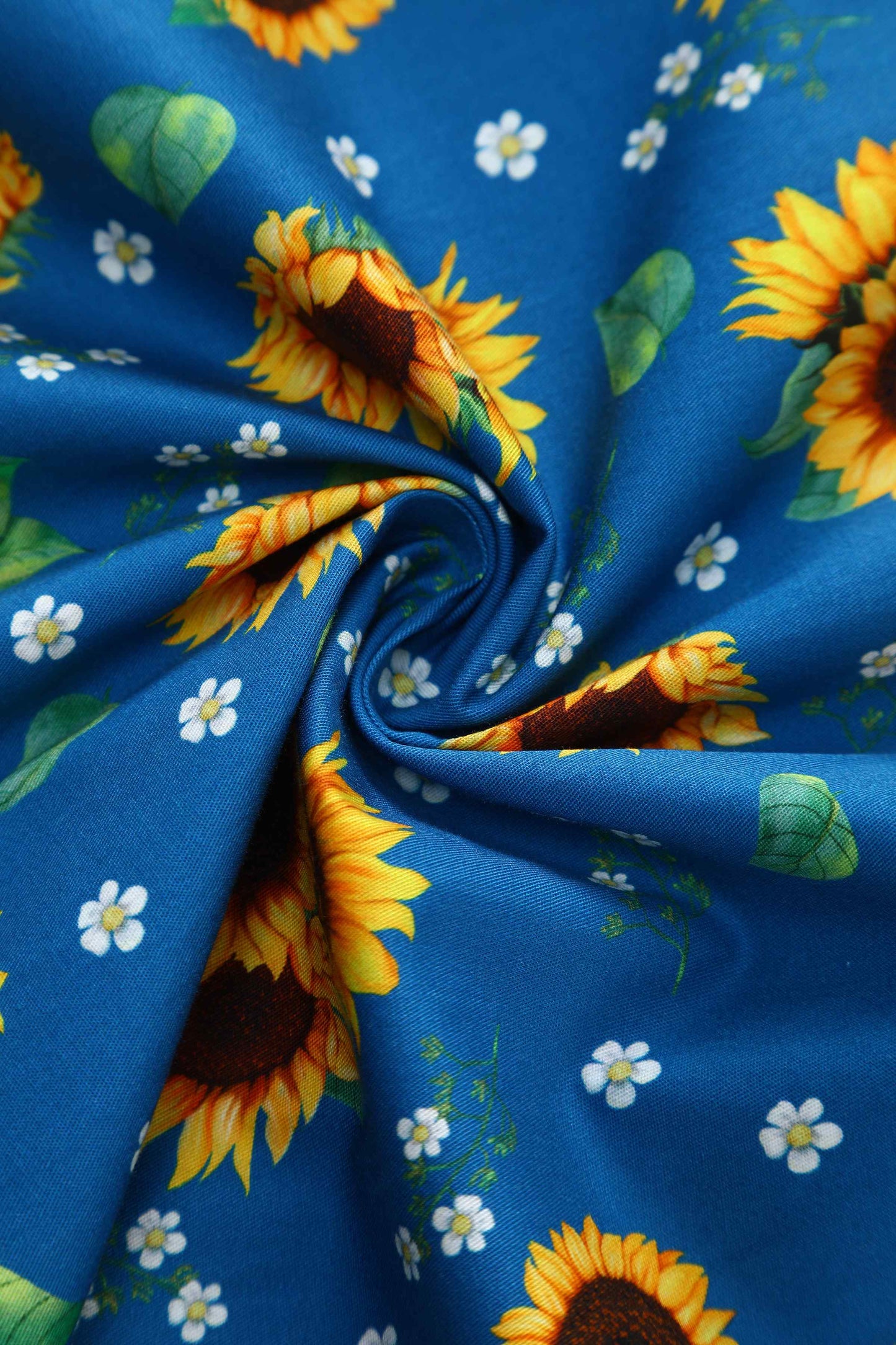 Mabel Sunflower Midi Shirt Dress In Blue