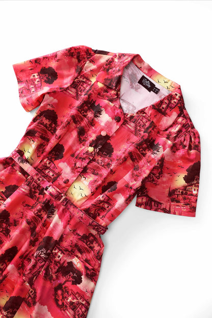 Mabel Sunset Midi Shirt Dress