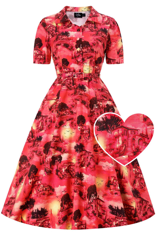 Mabel Sunset Midi Shirt Dress