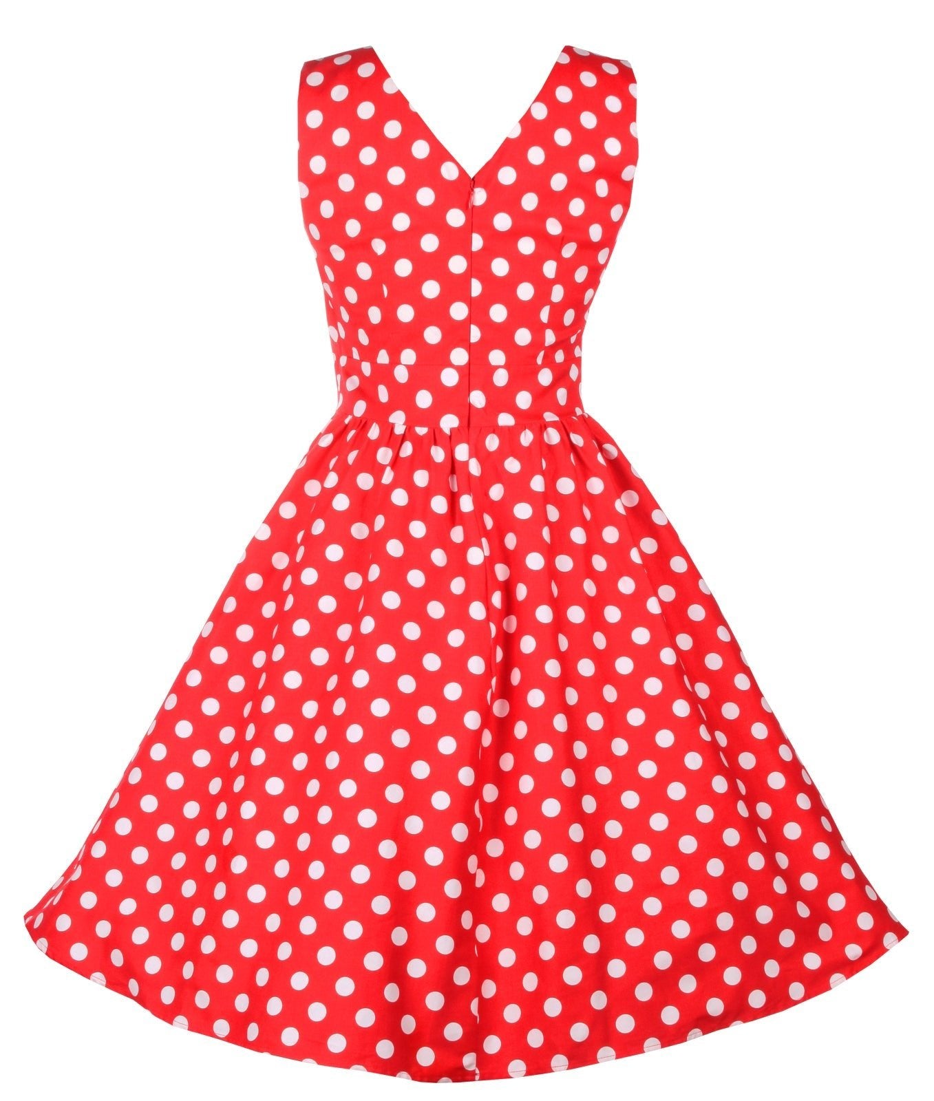 May V-neck 50s Style Spot Dress in Red