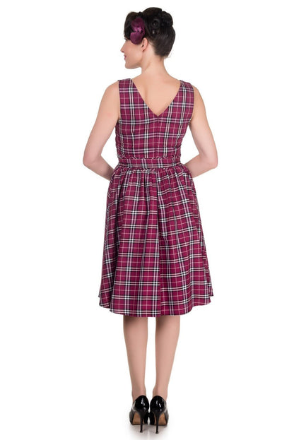 May V-neck Vintage Inspired Swing Dress in Purple