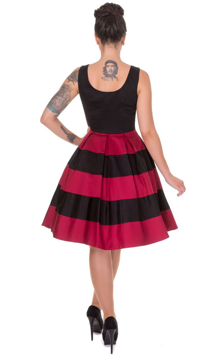Anna Black & Red Striped Swing Dress