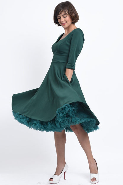 Debra Long Sleeves Stretchy Dress in Green