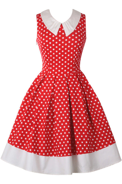 Hazel vintage Inspired Swing Dress in Red Polka Dot