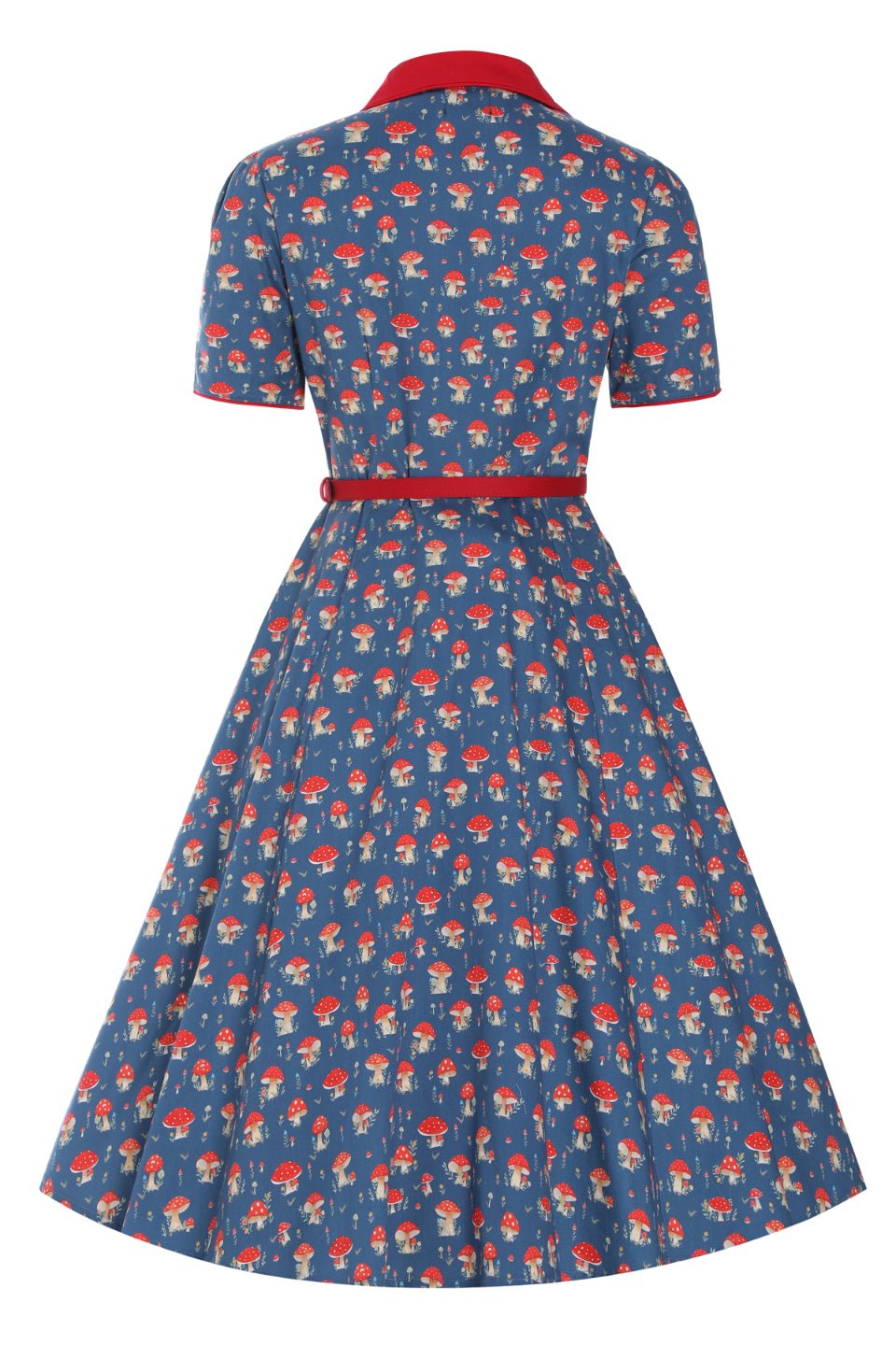 Penelope Red Mushroom Shirt Dress in Blue