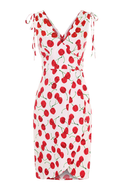 Marilyn White Cherry Wiggle Dress