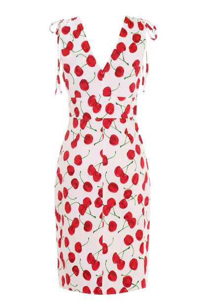 Marilyn White Cherry Wiggle Dress