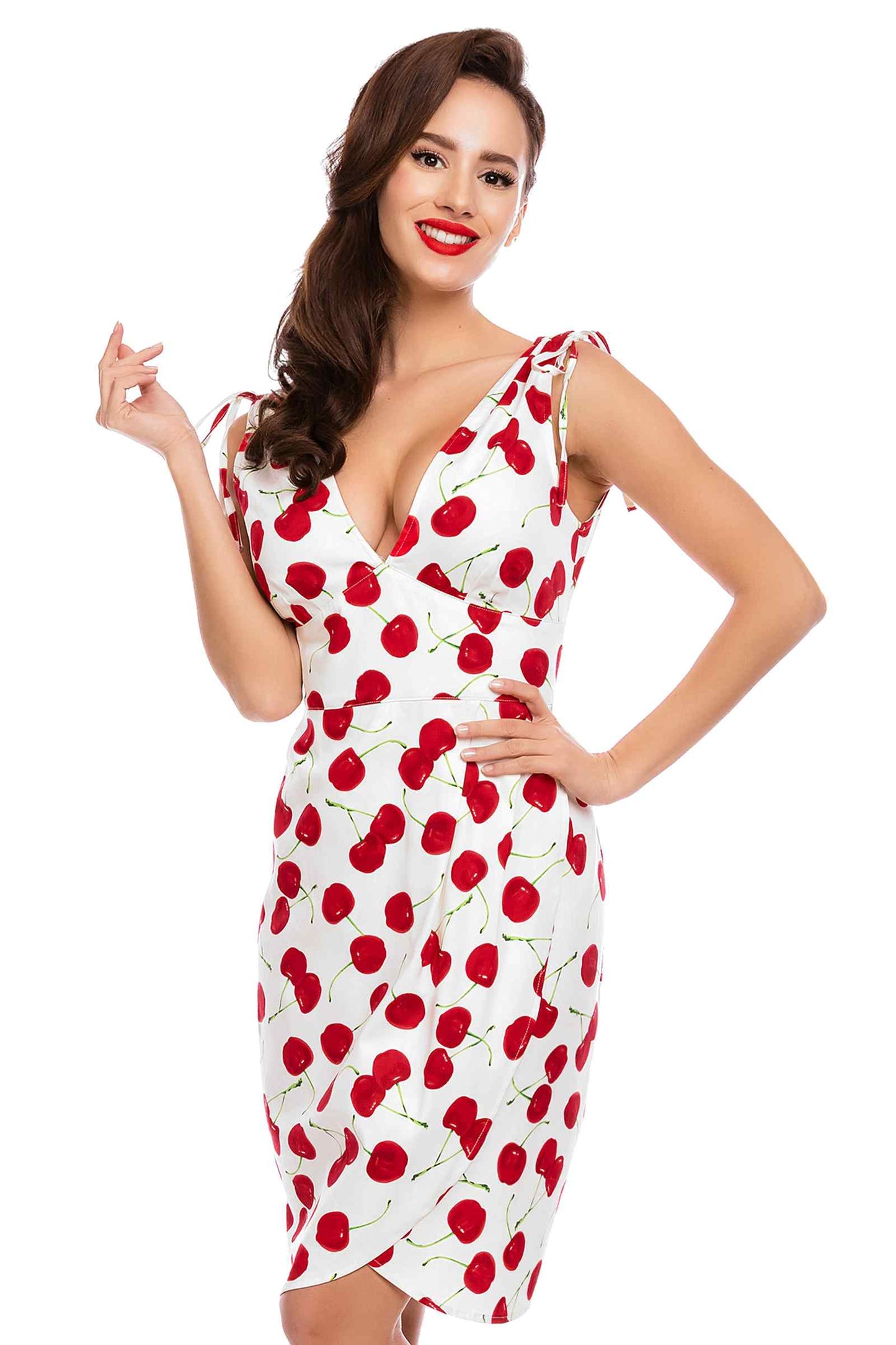 Marilyn White Cherry Wiggle Dress