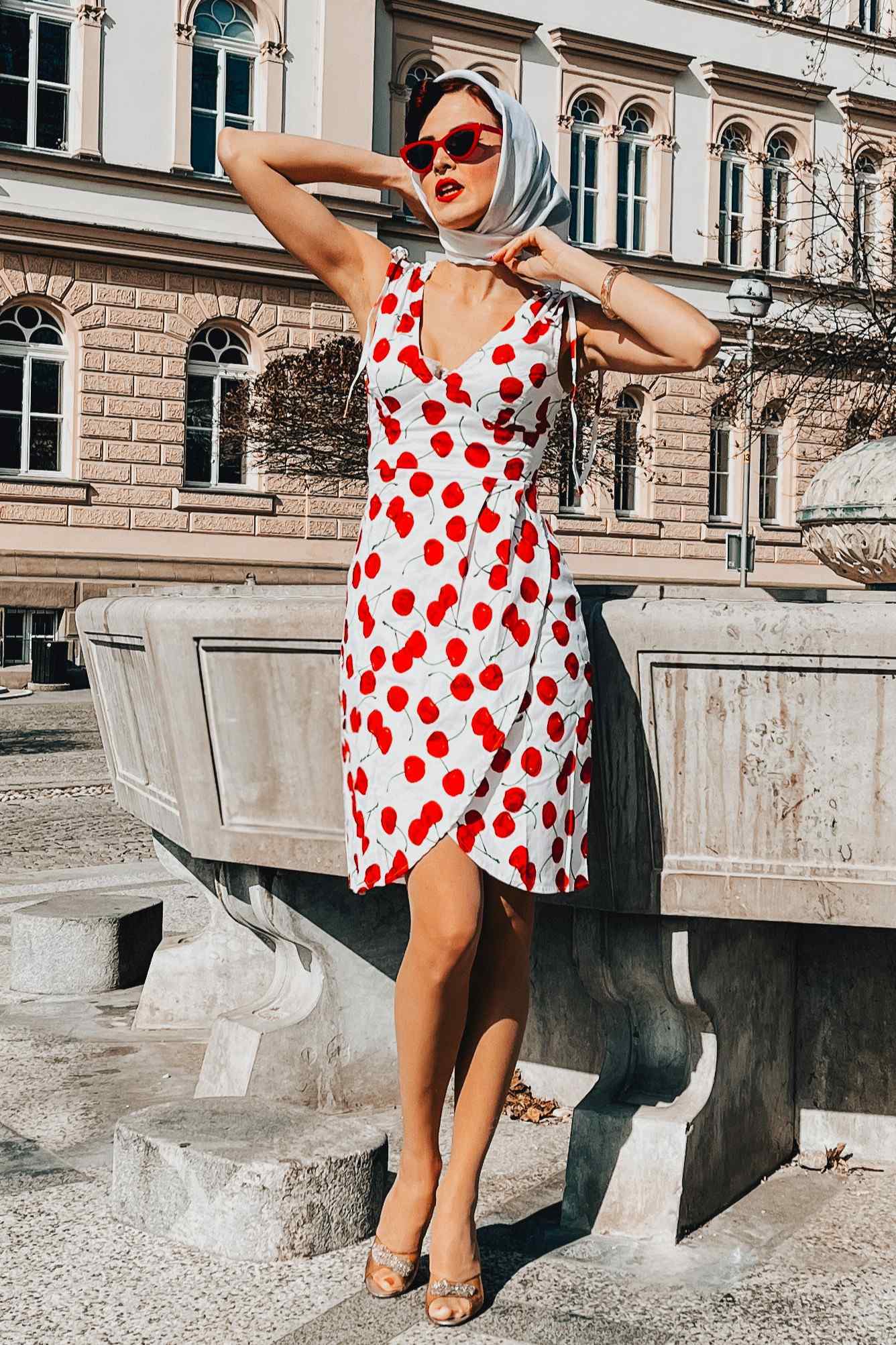 Marilyn White Cherry Wiggle Dress