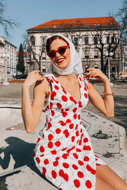 Marilyn White Cherry Wiggle Dress