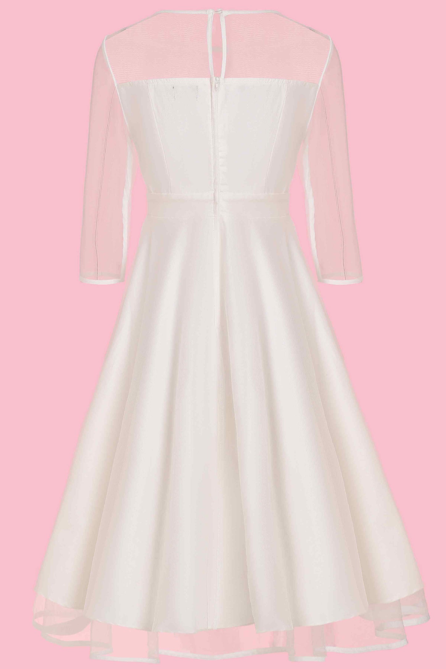 Madeline White Mesh Long Sleeved Dress