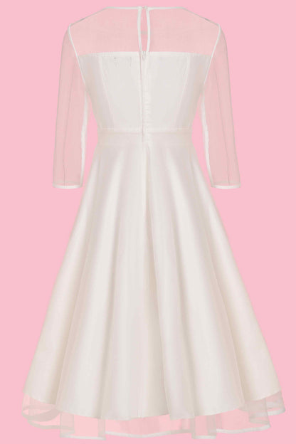 Madeline White Mesh Long Sleeved Dress