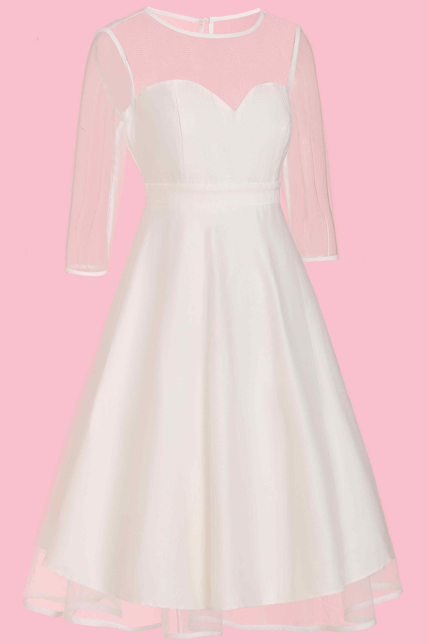 Madeline White Mesh Long Sleeved Dress