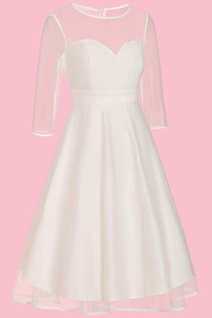 Madeline White Mesh Long Sleeved Dress
