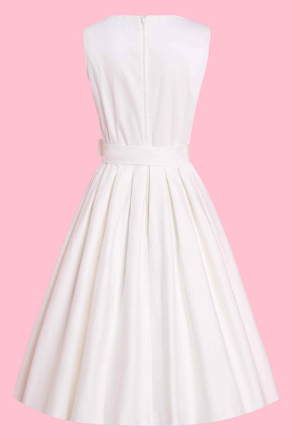 Elizabeth White Mesh Panel Bridal Swing Dress