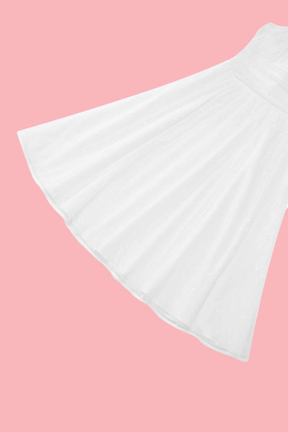 Dorothea White Polka Dot Mesh Halter Dress