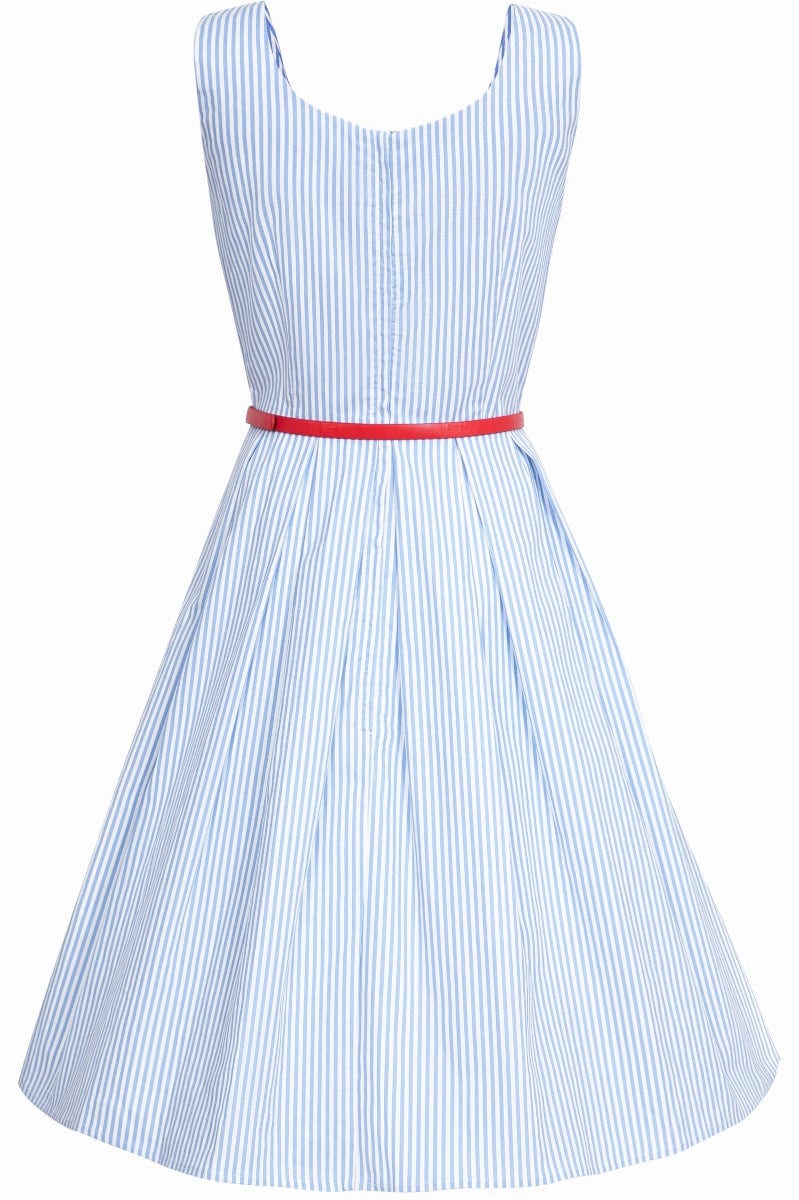 Amanda Blue Pin Striped Swing Dress