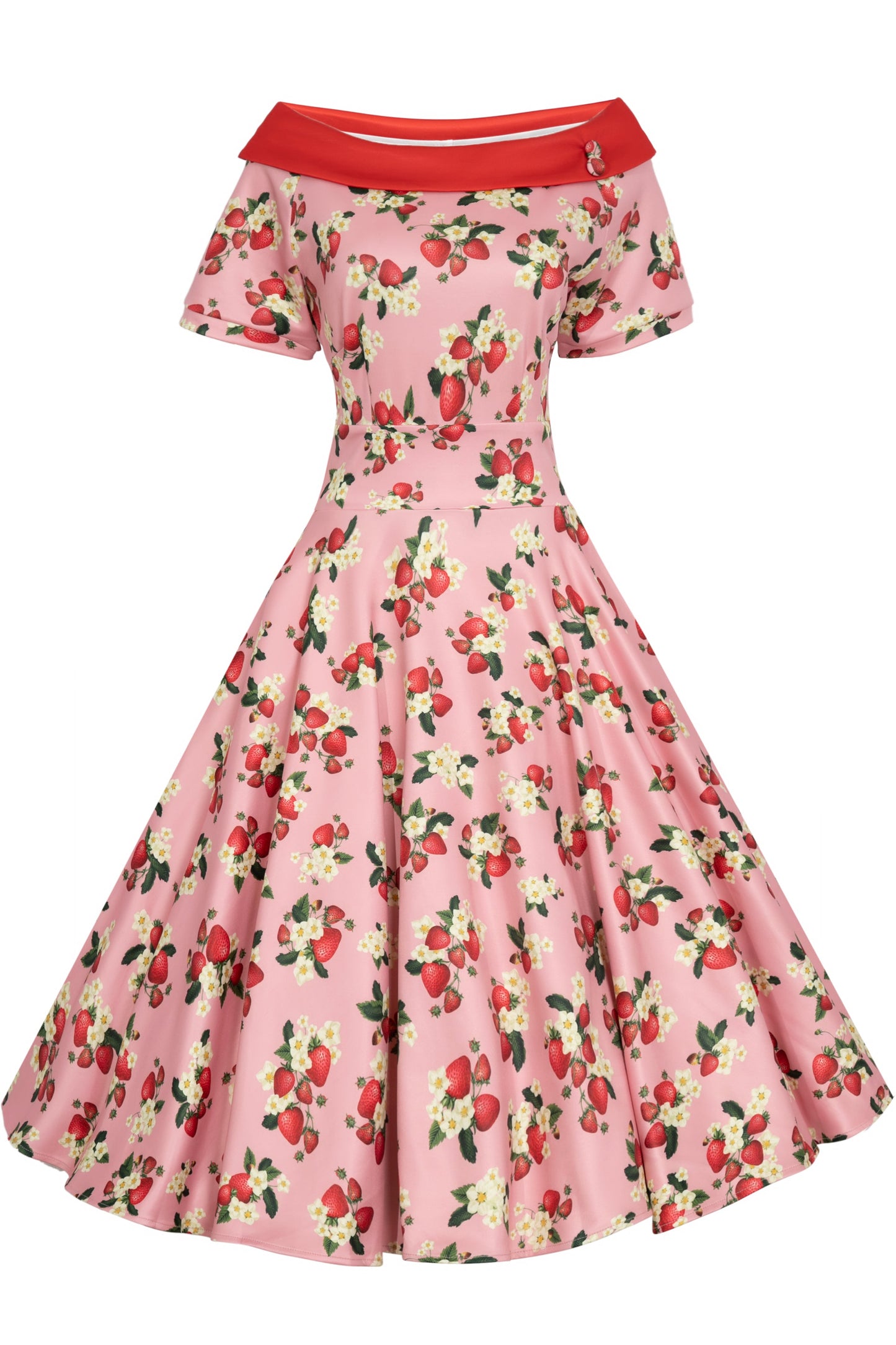 Darlene Pink Strawberry Flared Dress
