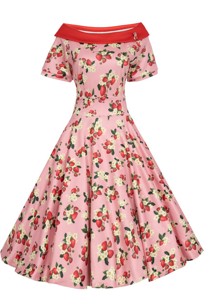 Darlene Pink Strawberry Flared Dress