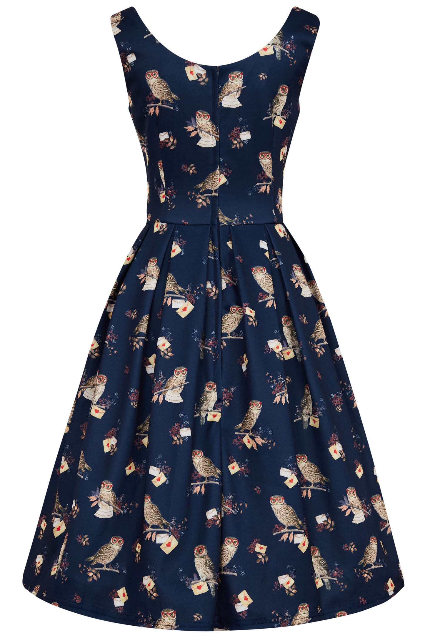 Amanda Owl & Letter Swing Dress in Dark Blue