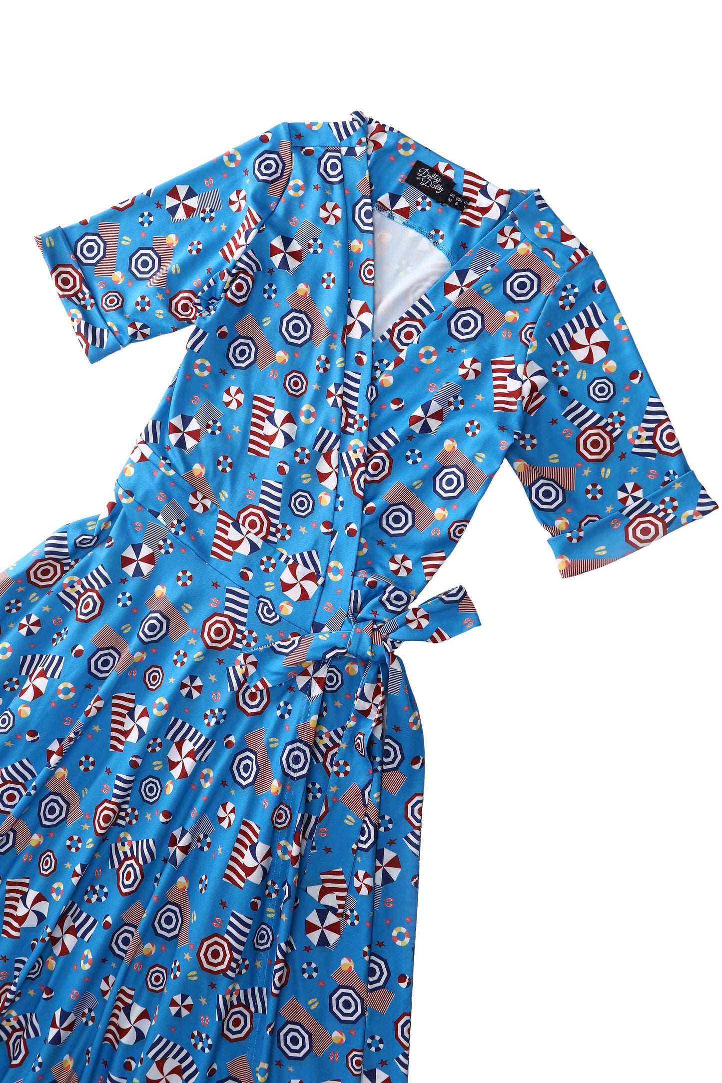 Matilda Wrap Dress In Blue Parasol Print