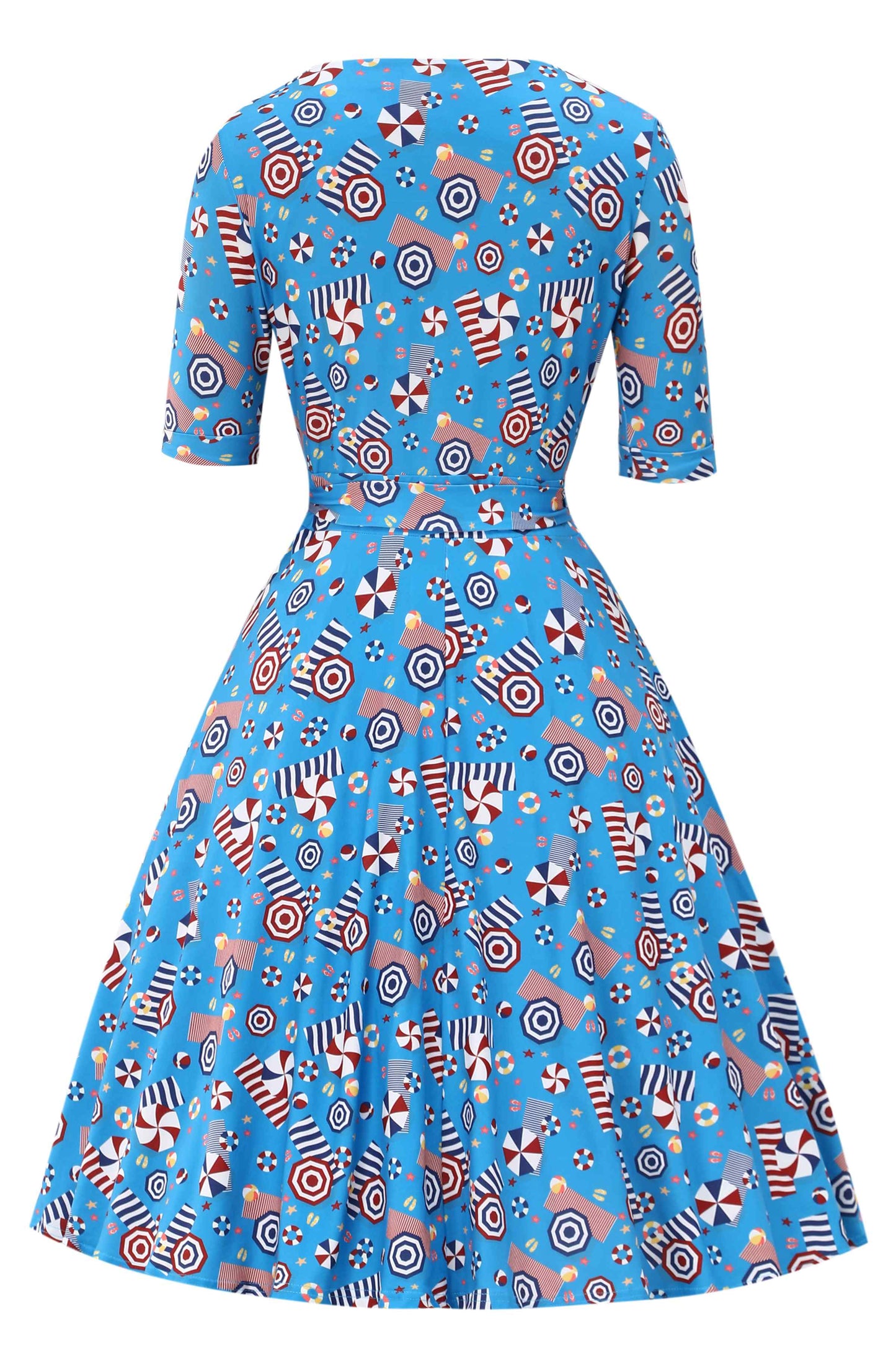 Matilda Wrap Dress In Blue Parasol Print