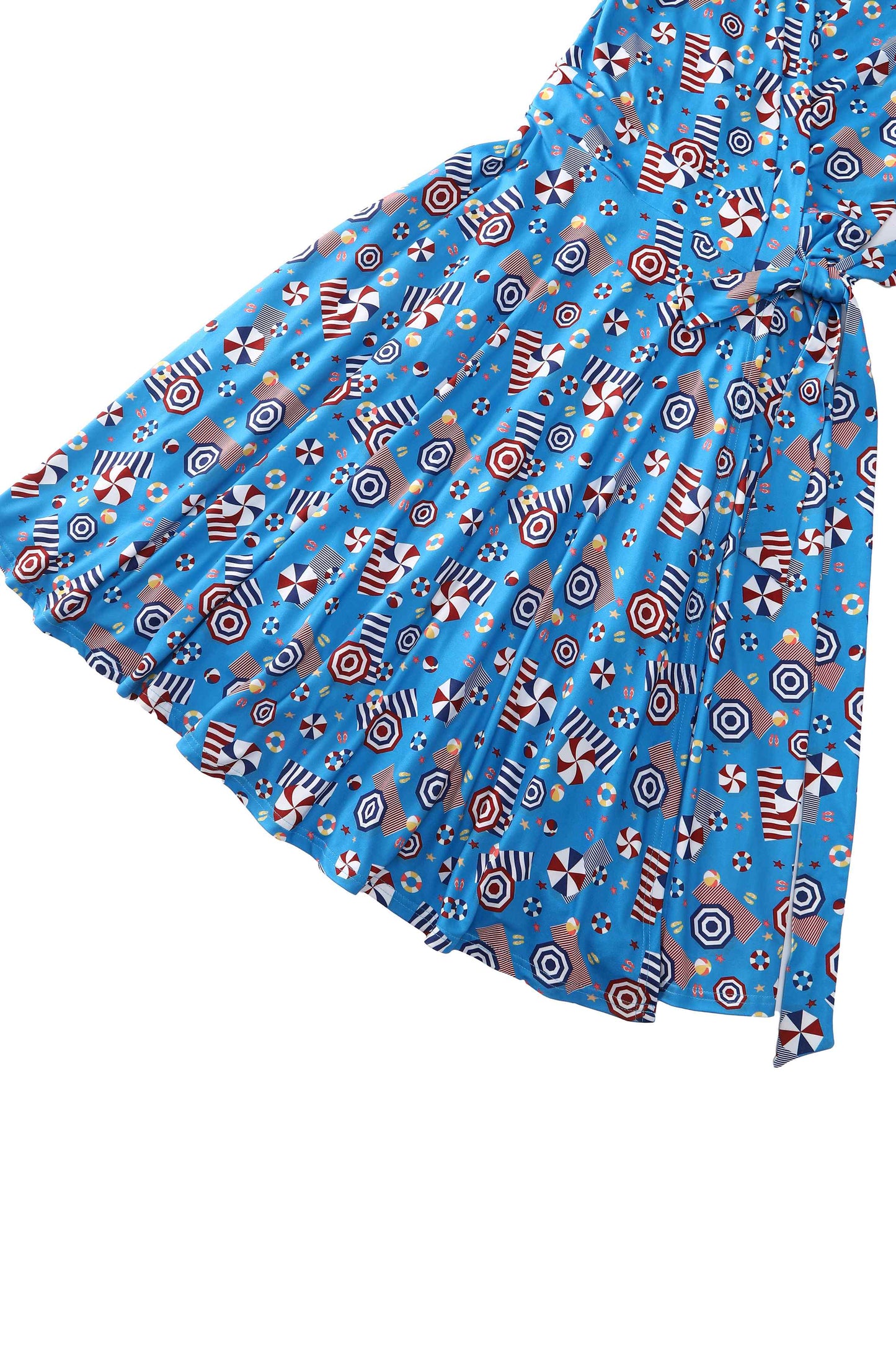 Matilda Wrap Dress In Blue Parasol Print