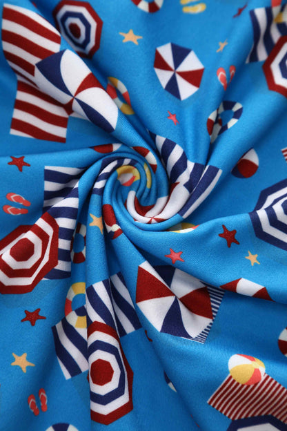 Matilda Wrap Dress In Blue Parasol Print