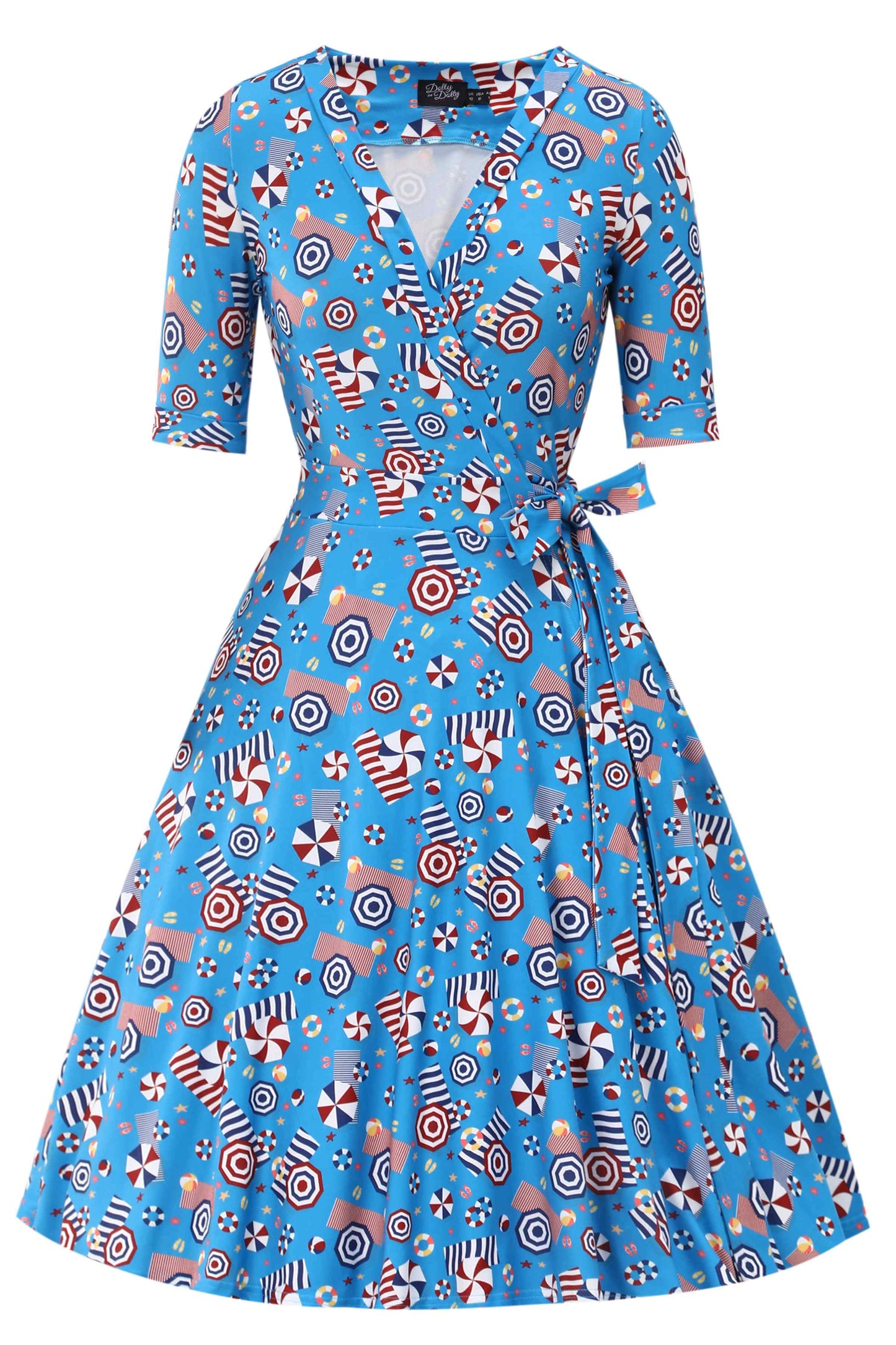 Matilda Wrap Dress In Blue Parasol Print