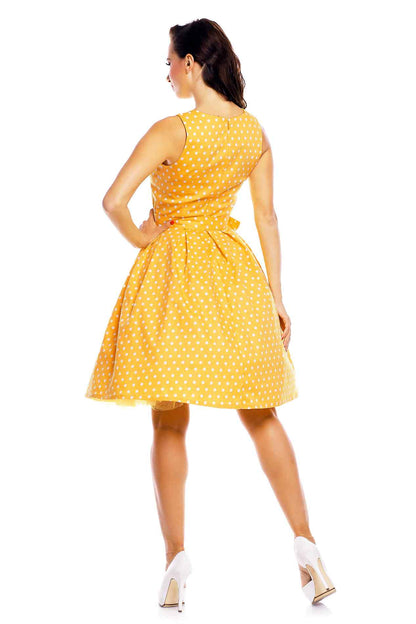 Lola Yellow Polka Dot Flared Dress