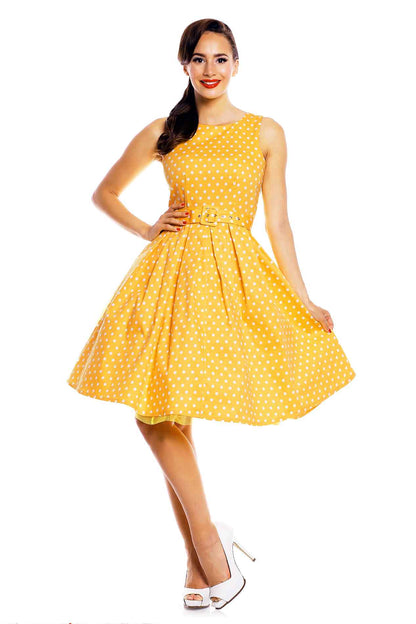 Lola Yellow Polka Dot Flared Dress