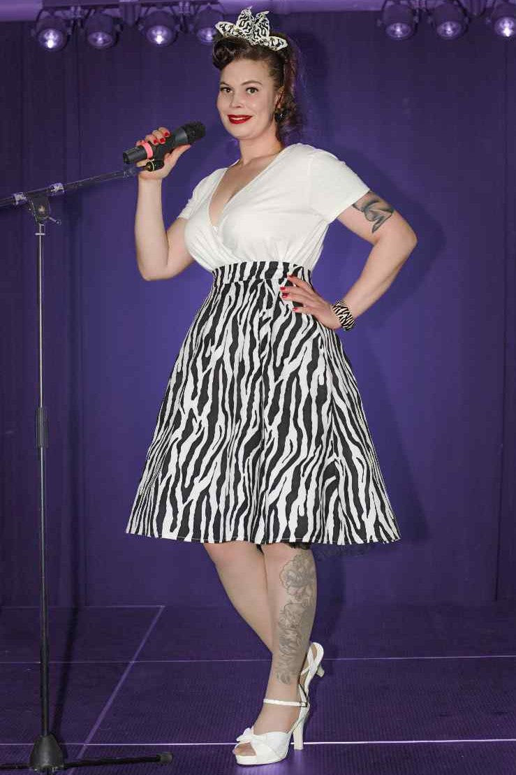 Carolyn Zebra Print Swing Skirt