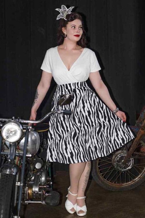 Carolyn Zebra Print Swing Skirt