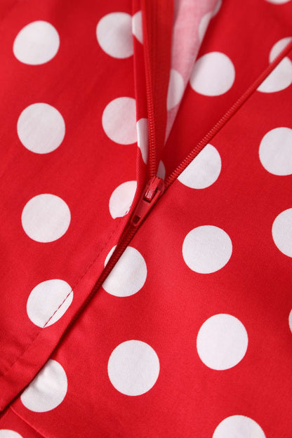 Amanda Retro Red Polka Dot Flared Dress